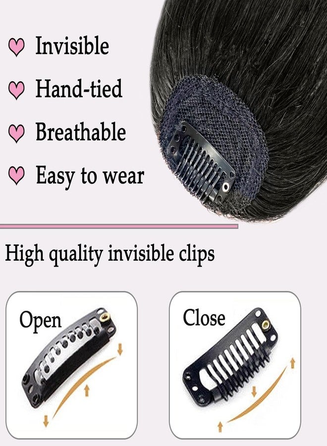 ORIGEN Clip in Bangs Real Human Hair Clip on Wispy Bangs Fringe with Temples Hairpieces Fake Front Bangs Extensions for Women Brown Black Color - Image 3